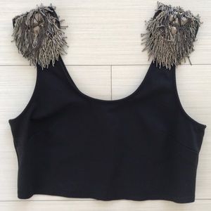 Bebe Crop Top Night Out Halter w/ Metal Embellish